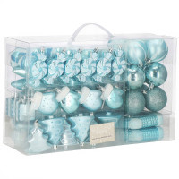 Set globuri si decoratiuni de Craciun, 77 piese, diverse dimensiuni, albastru Set globuri si decoratiuni de Craciun, 77 piese, diverse dimensiuni, albastru