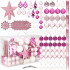Set globuri si decoratiuni de Craciun, 101 piese, diverse dimensiuni, alb roz [3]
