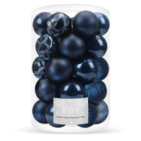 Set globuri de Craciun, 30 bucati, 6 modele, 8cm, albastru inchis Set globuri de Craciun, 30 bucati, 6 modele, 8cm, albastru inchis