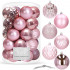 Set globuri de Craciun, 30 bucati, 6 modele, 8cm, roz [2]