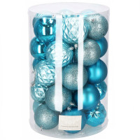 Set globuri de Craciun, 30 bucati, 6 modele, 8cm, albastru Set globuri de Craciun, 30 bucati, 6 modele, 8cm, albastru