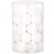 Set globuri de Craciun, 30 bucati, 8cm, 6 modele, alb