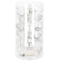 Set globuri de Craciun Inedit, 30 bucati, 7cm, transparente si argintiu
