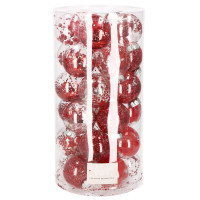 Set globuri de Craciun Inedit, 30 bucati, 7cm, transparente si rosu Set globuri de Craciun Inedit, 30 bucati, 7cm, transparente si rosu