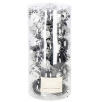 Set globuri de Craciun Inedit, 24 bucati, 5cm, transparente cu interior negru Set globuri de Craciun Inedit, 24 bucati, 5cm, transparente cu interior negru