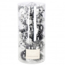 Set globuri de Craciun Inedit, 24 bucati, 5cm, transparente cu interior negru