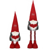 Figurina Craciun, Gnom, picioare telescopice, inaltime extensibila 50-70cm