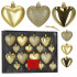 Set globuri decorative in forma de inima, 16 bucati, plastic, 4-7 cm, auriu [2]