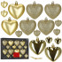 Set globuri decorative in forma de inima, 16 bucati, plastic, 4-7 cm, auriu [3]