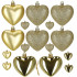 Set globuri decorative in forma de inima, 16 bucati, plastic, 4-7 cm, auriu [9]