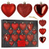 Set globuri decorative in forma de inima, 16 bucati, plastic, 4-7 cm, rosu [2]