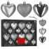 Set globuri decorative in forma de inima, 16 bucati, plastic, 4-7 cm, argintiu [2]