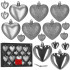 Set globuri decorative in forma de inima, 16 bucati, plastic, 4-7 cm, argintiu [3]