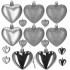 Set globuri decorative in forma de inima, 16 bucati, plastic, 4-7 cm, argintiu [9]