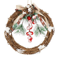 Coronita pentru Craciun, 20 cm, din crengi impletite, cu zapada, maro Coronita pentru Craciun, 20 cm, din crengi impletite, cu zapada, maro