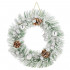 Coronita pentru Craciun, 24 cm, din brad artificial, cu conuri si zapada, verde [2]