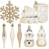 Set globuri si decoratiuni de Craciun, 70 piese, diverse dimensiuni, auriu si crem [23]