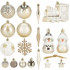 Set globuri si decoratiuni de Craciun, 70 piese, diverse dimensiuni, auriu si crem [27]