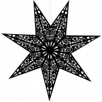 Stea decorativa 3D din hartie si pasla ajurata, 50cm, neagra Stea decorativa 3D din hartie si pasla ajurata, 50cm, neagra