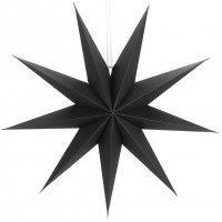 Stea decorativa 3D din hartie, cu 9 colturi, 60cm, neagra Stea decorativa 3D din hartie, cu 9 colturi, 60cm, neagra