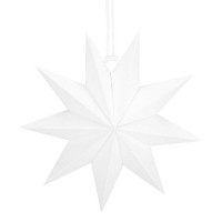 Stea decorativa 3D din hartie, cu 9 colturi, 30cm, alba Stea decorativa 3D din hartie, cu 9 colturi, 30cm, alba