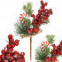 Ramura decorativa Craciun cu fructe rosii, acadea si sfoara iuta, 24 cm, rosu [8]
