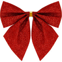 Set 3 ornamente pentru bradul de Craciun, fundita, 11cm, rosu Set 3 ornamente pentru bradul de Craciun, fundita, 11cm, rosu