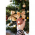Set 6 ornamente pentru bradul de Craciun, fundita, 8cm, auriu [9]
