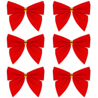 Set 6 ornamente pentru bradul de Craciun, fundita, 8cm, rosu