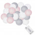 Instalatie decorativa 30 LED, lumina alba calda, 6.1 m, bile roz/alb/gri [2]