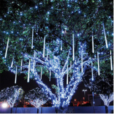 Instalatie de Craciun, 10 tuburi, 50cm, 480 LED, ploaie de meteoriti, alb