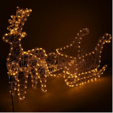 Instalatie lumini pentru Craciun, ren cu sanie, Sersimo, 312 LED-uri, 150cm, galben Instalatie lumini pentru Craciun, ren cu sanie, Sersimo, 312 LED-uri, 150cm, galben