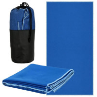 Prosop de plaja cu uscare de rapida, husa de transport, 75x150cm, albastru