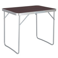 Masa camping pliabila cu cadru din aluminiu, blat MDF, 70x50x60cm, maro