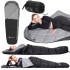 Sac de dormit tip mumie, cu geanta de transport, 210x80cm, 0-10grade, culoare negru gri [19]