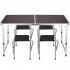 Set masa camping pliabila blat MDF cu 4 scaune, 120x60x60/70cm, Maro Negru [16]