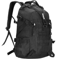 Rucsac militar pentru drumetie, spate cu captuseala groasa ventilata, compartimentat, 40L, negru Rucsac militar pentru drumetie, spate cu captuseala groasa ventilata, compartimentat, 40L, negru