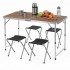 Set masa pliabila de camping cu 4 scaune, inaltime reglabila, aluminiu si MDF, 120x60x71 cm, maro si argintiu [21]