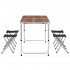 Set masa pliabila de camping cu 4 scaune, inaltime reglabila, aluminiu si MDF, 120x60x71 cm, maro si argintiu [26]