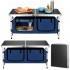 Masa pliabila pentru camping cu organizator suspendat, inaltime reglabila, aluminiu si MDF, 120x47x71 cm, negru si argintiu [2]