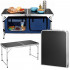 Masa pliabila pentru camping cu organizator suspendat, inaltime reglabila, aluminiu si MDF, 120x47x71 cm, negru si argintiu [4]
