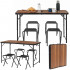 Set masa pliabila de camping cu 4 scaune, inaltime reglabila, aluminiu si MDF, 120x60x71 cm, maro si negru [4]