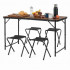 Set masa pliabila de camping cu 4 scaune, inaltime reglabila, aluminiu si MDF, 120x60x71 cm, maro si negru [24]