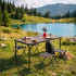 Set masa pliabila de camping cu 4 scaune, inaltime reglabila, aluminiu si MDF, 120x60x71 cm, maro si negru [29]