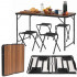 Set masa pliabila de camping cu 4 scaune, inaltime reglabila, aluminiu si MDF, 120x60x71 cm, maro si negru [5]