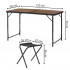 Set masa pliabila de camping cu 4 scaune, inaltime reglabila, aluminiu si MDF, 120x60x71 cm, maro si negru [33]