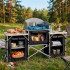 Bucatarie de camping pliabila cu 3 blaturi MDF, cadru aluminiu, portabila pentru exterior, 175x45x110 cm, gri [35]