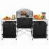 Bucatarie de camping pliabila cu 3 blaturi MDF, cadru aluminiu, portabila pentru exterior, 175x45x110 cm, gri [9]