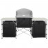Bucatarie de camping pliabila cu 3 blaturi MDF, cadru aluminiu, portabila pentru exterior, 175x45x110 cm, gri [11]