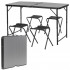 Set masa pliabila de camping cu 4 scaune, inaltime reglabila, aluminiu si MDF, 120x60x71 cm, negru [2]